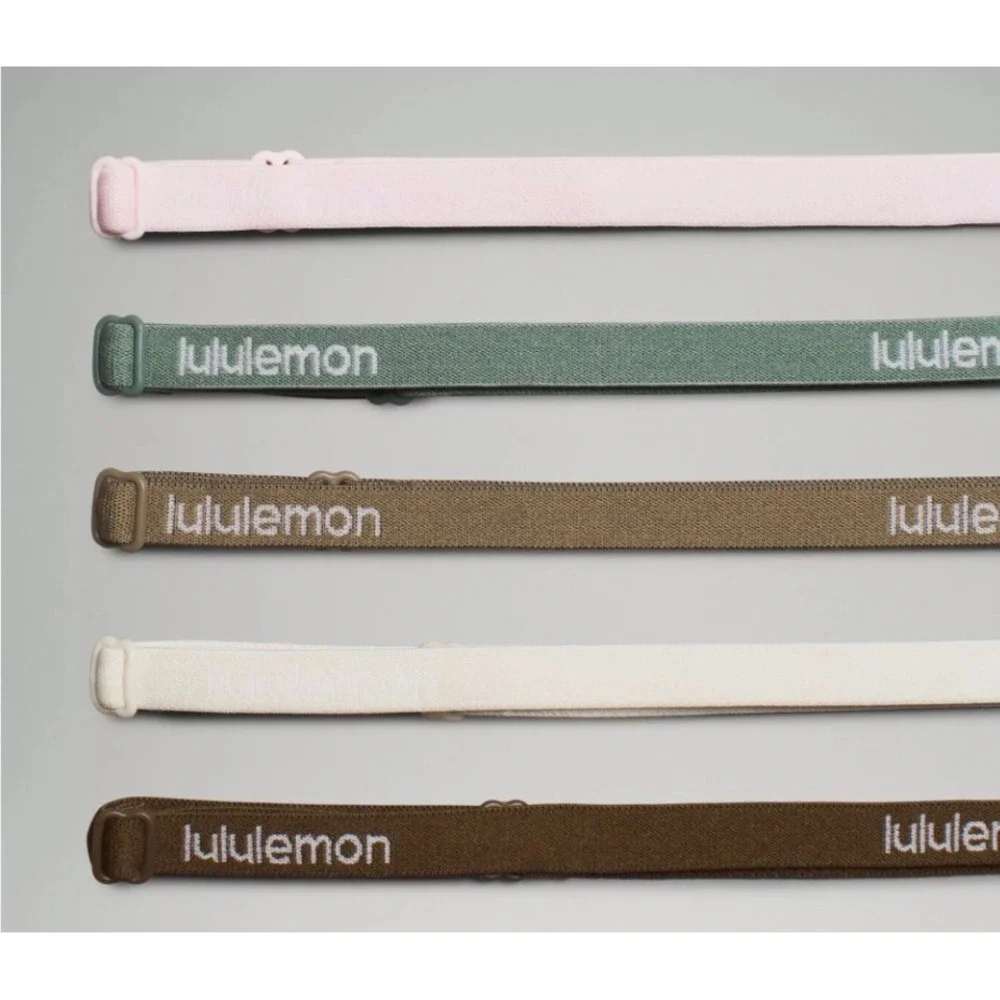 Lululemon NWT Skinny Adjustable Headbands 5 Pack Earth Tones Pink Green Brown